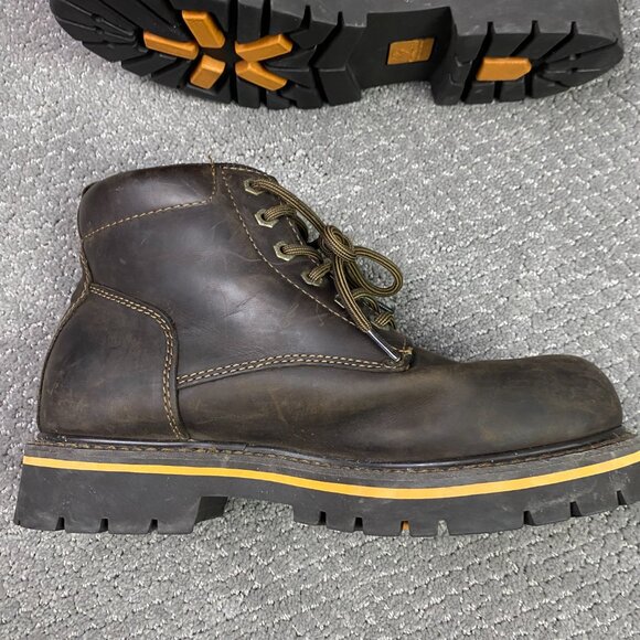 Columbia Hard Rock Mid Leather Boots Men's 9 Brown Hiking Work Lace Up Chunky - Picture 10 of 16